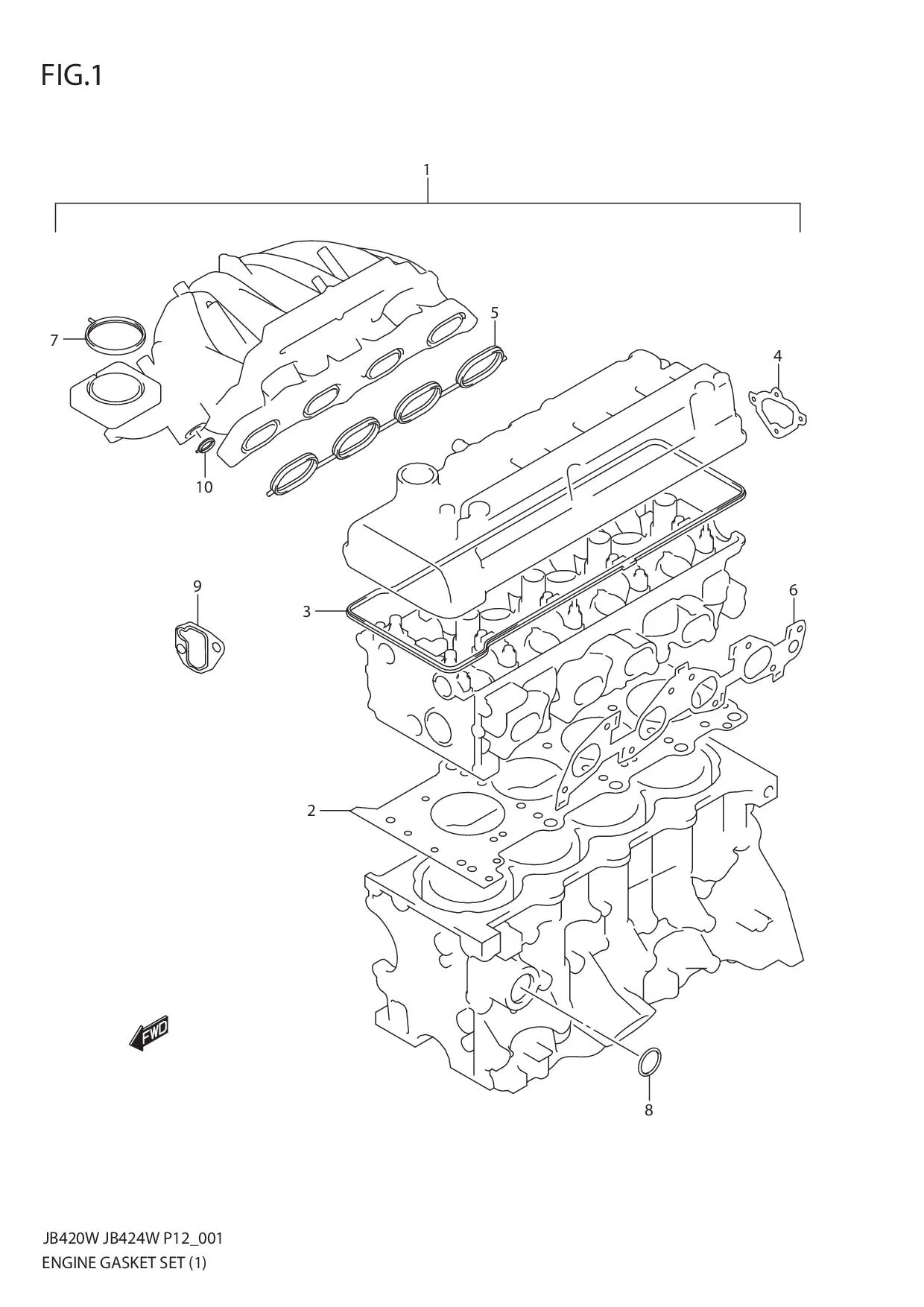 FIG.1 ENGINE GASKET SET (JB420W)
