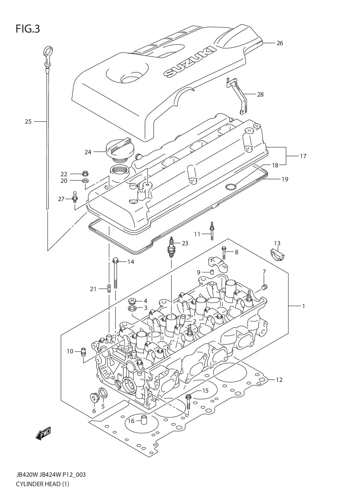 FIG.3 CYLINDER HEAD (JB420W)