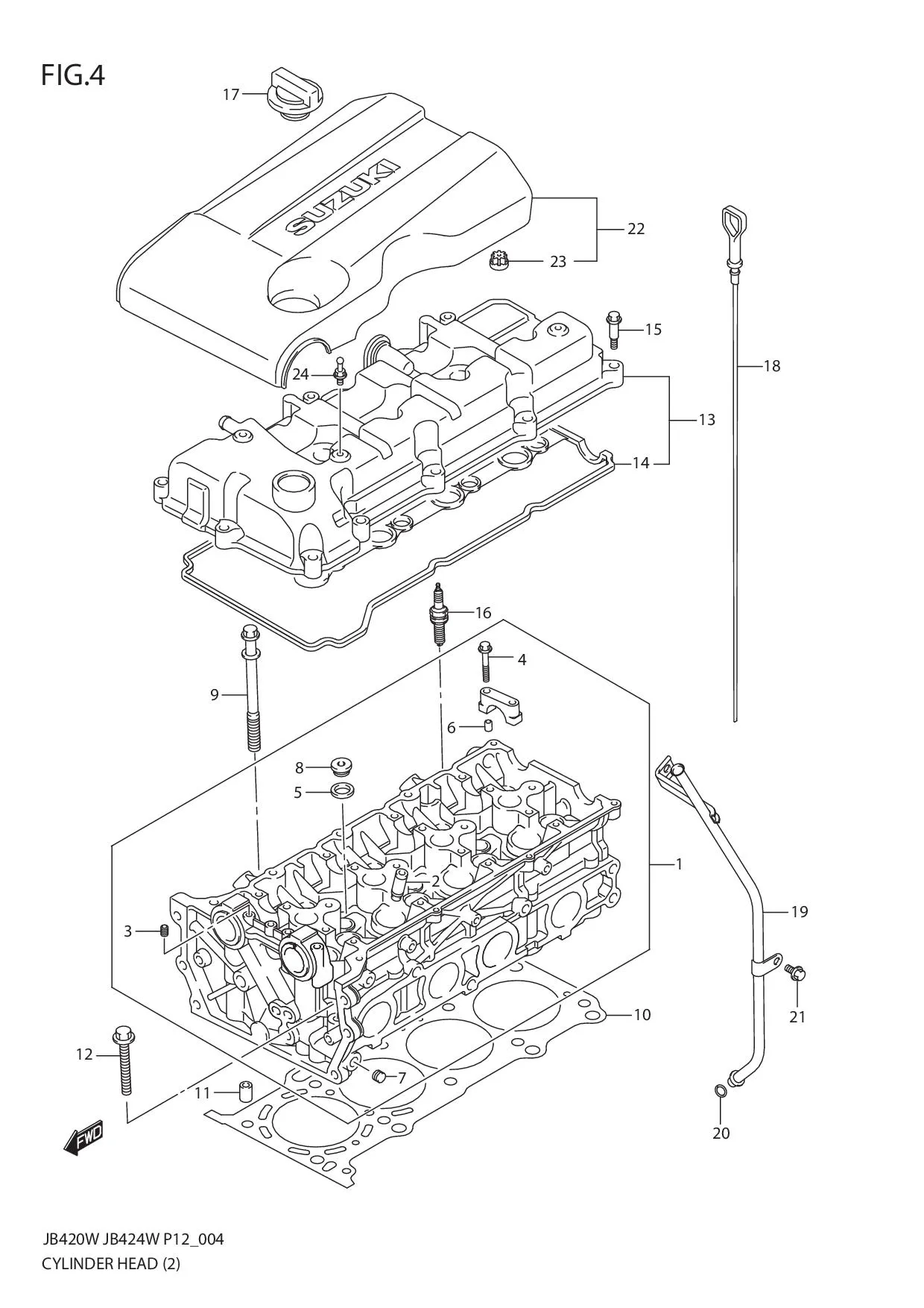 FIG.4 CYLINDER HEAD (JB424W)