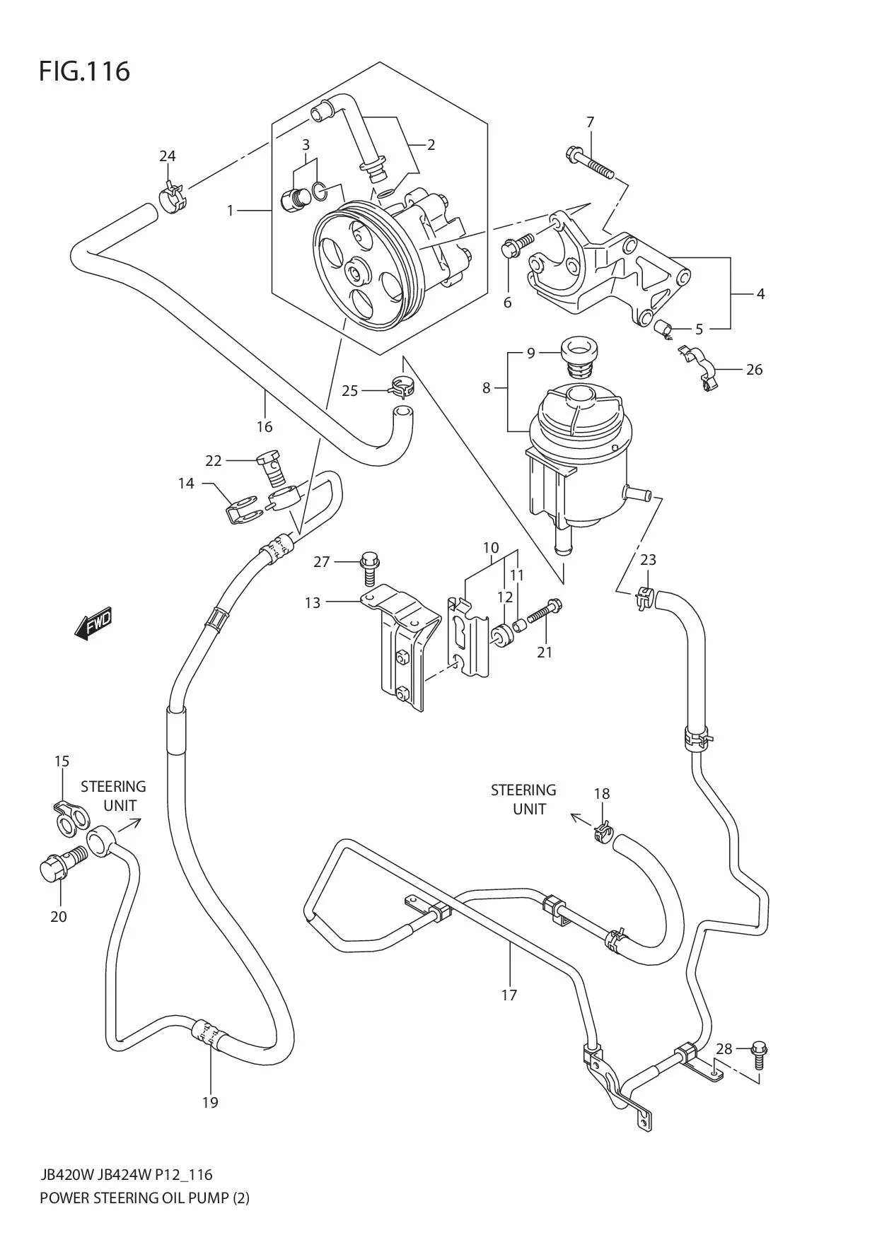 FIG.116 POWER STEERING OIL PUMP (JB424W)
