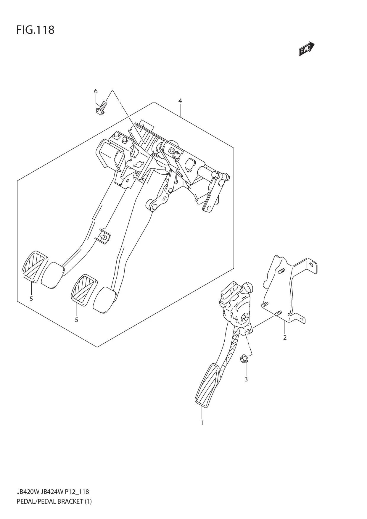 FIG.118 PEDAL/PEDAL BRACKET (JB420W)