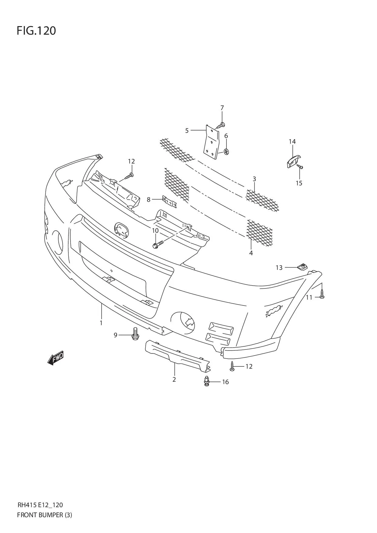 FIG.120 FRONT BUMPER (TYPE 2:5DR)