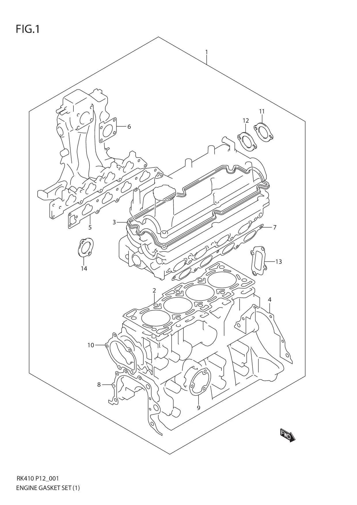 FIG.1 ENGINE GASKET SET (1)