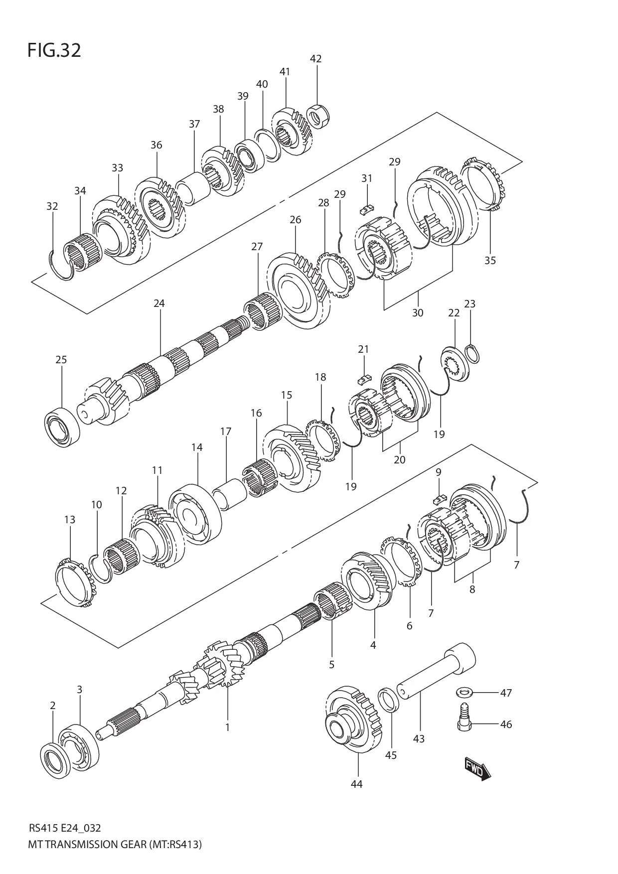 FIG.32 MT TRANSMISSION GEAR (MT:RS413)