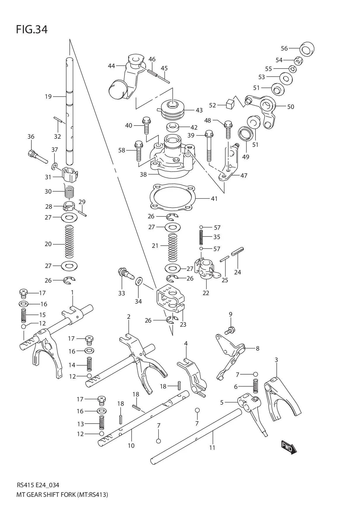 FIG.34 MT GEAR SHIFT FORK (MT:RS413)