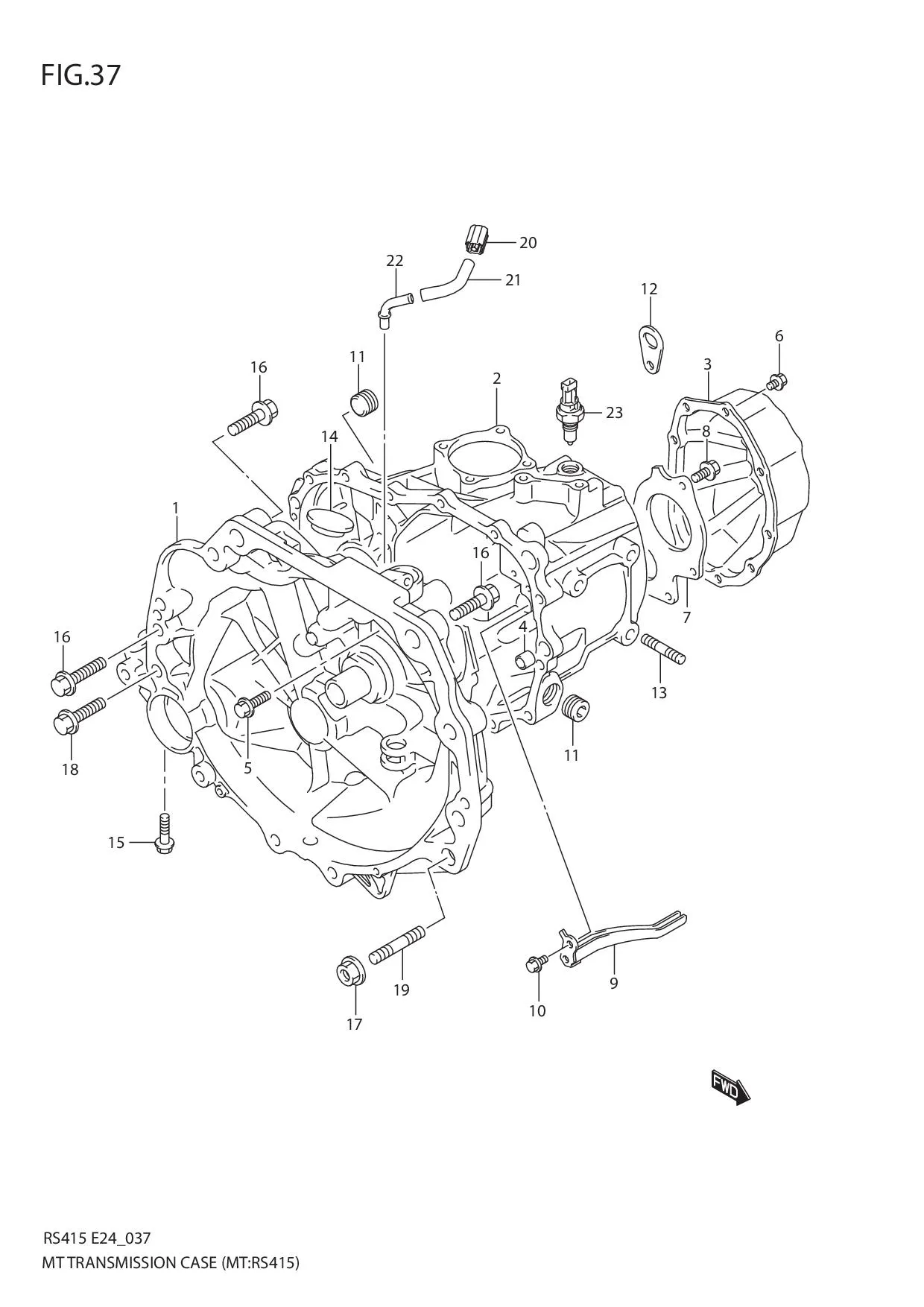 FIG.37 TRANSMISSION CASE (MT:RS415)