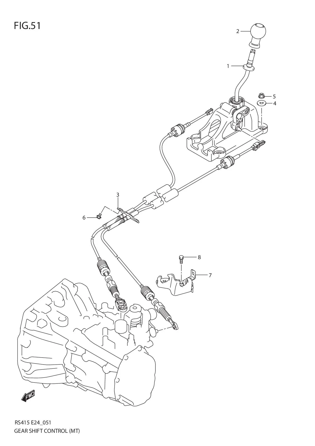 FIG.51 GEAR SHIFT CONTROL (MT)