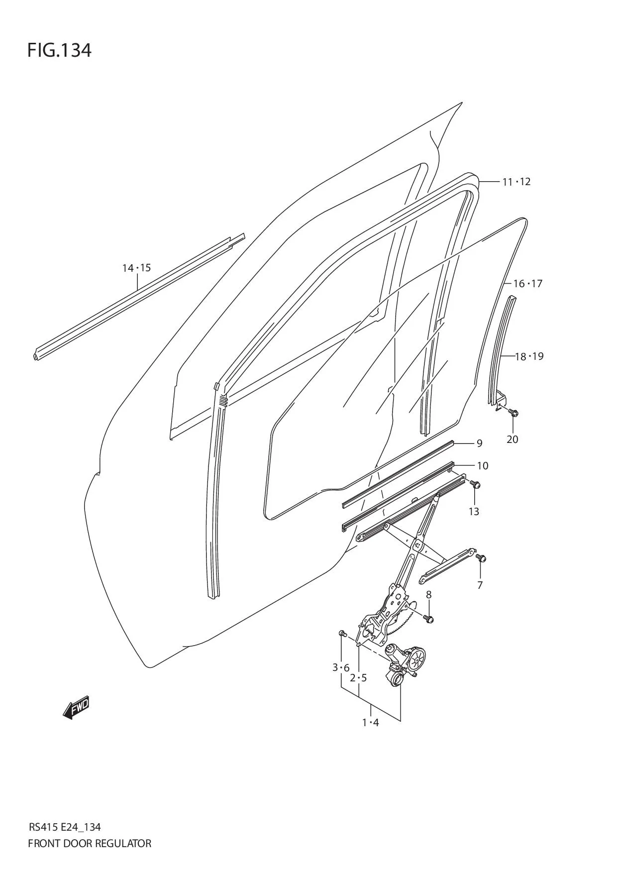 FIG.134 FRONT DOOR REGULATOR