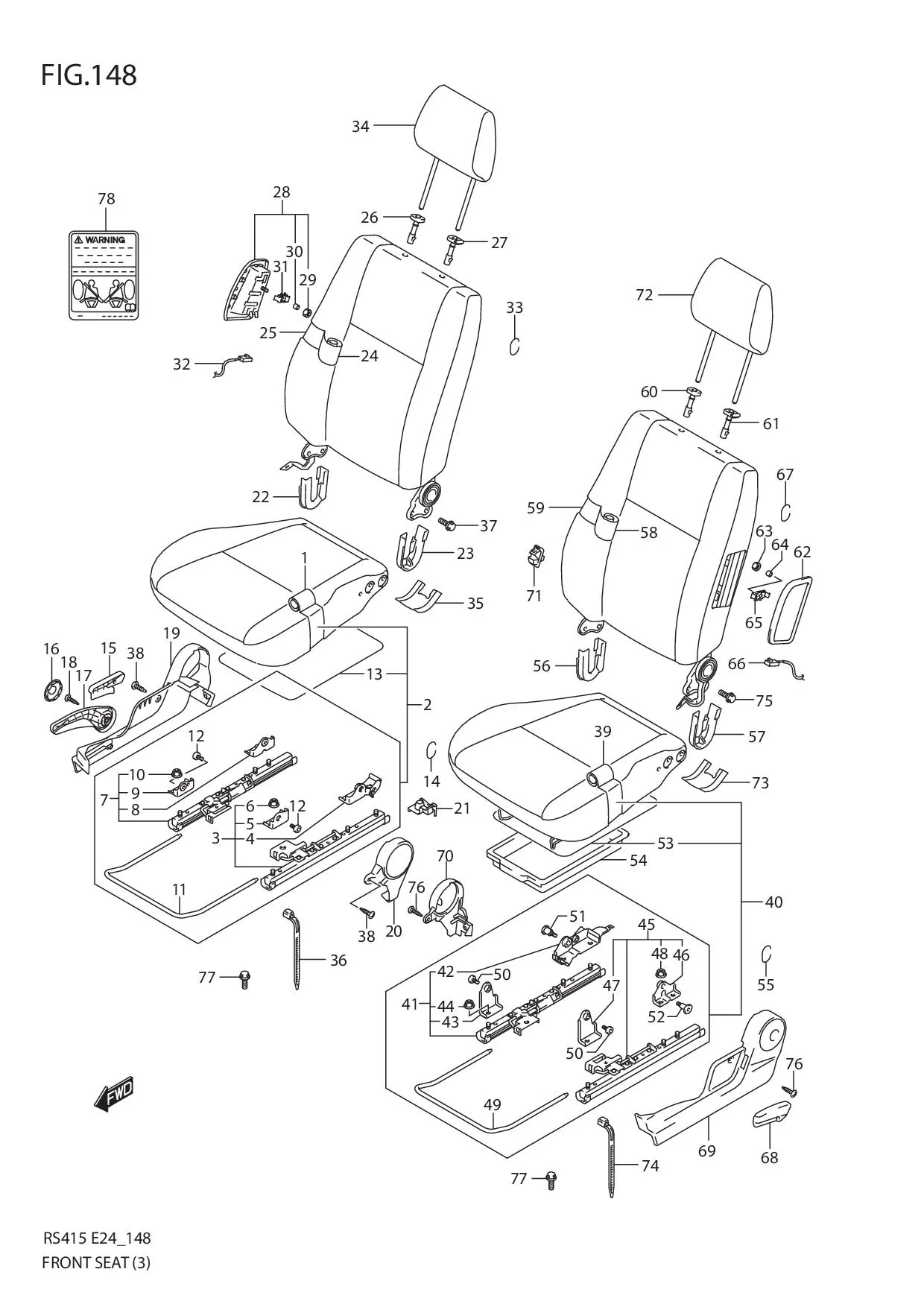 FIG.148 FRONT SEAT (RHD:GL)