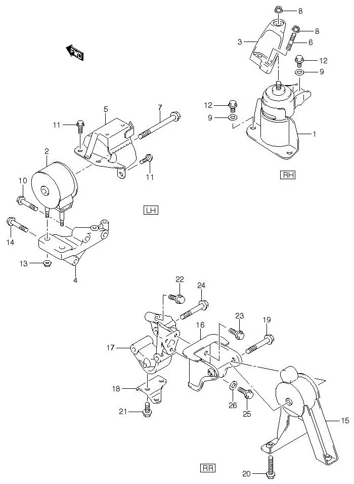 FIG.6 ENGINE MOUNTING (AT)