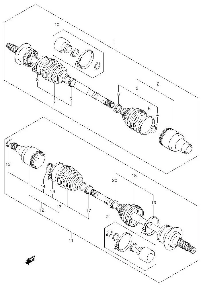 FIG.70 FRONT DRIVE SHAFT (AT)