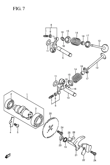 FIG. 7 CAMSHAFT/VALVE