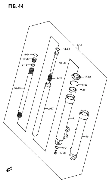 FIG. 44 FRONT FORK DAMPER