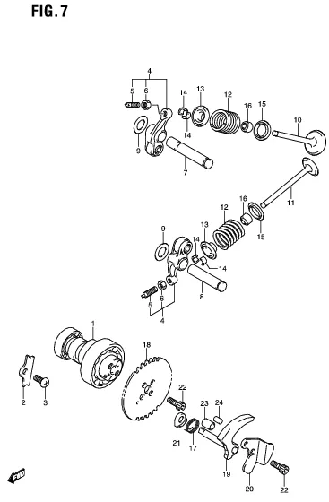 FIG. 7 CAMSHAFT/VALVE