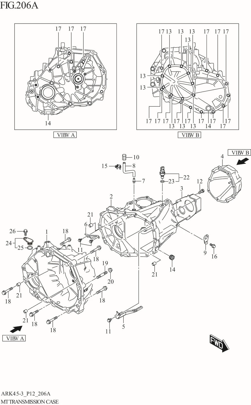 FIG. 206A MT TRANSMISSION CASE (5MT)