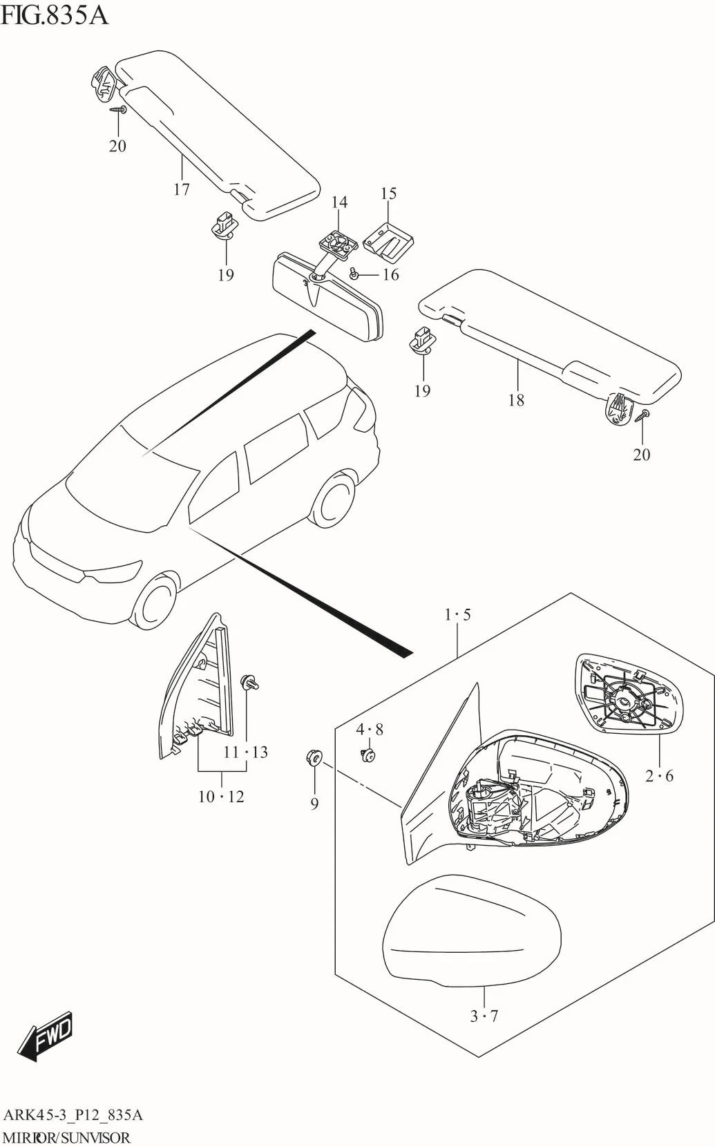 FIG. 835A MIRROR/SUNVISOR (GA)