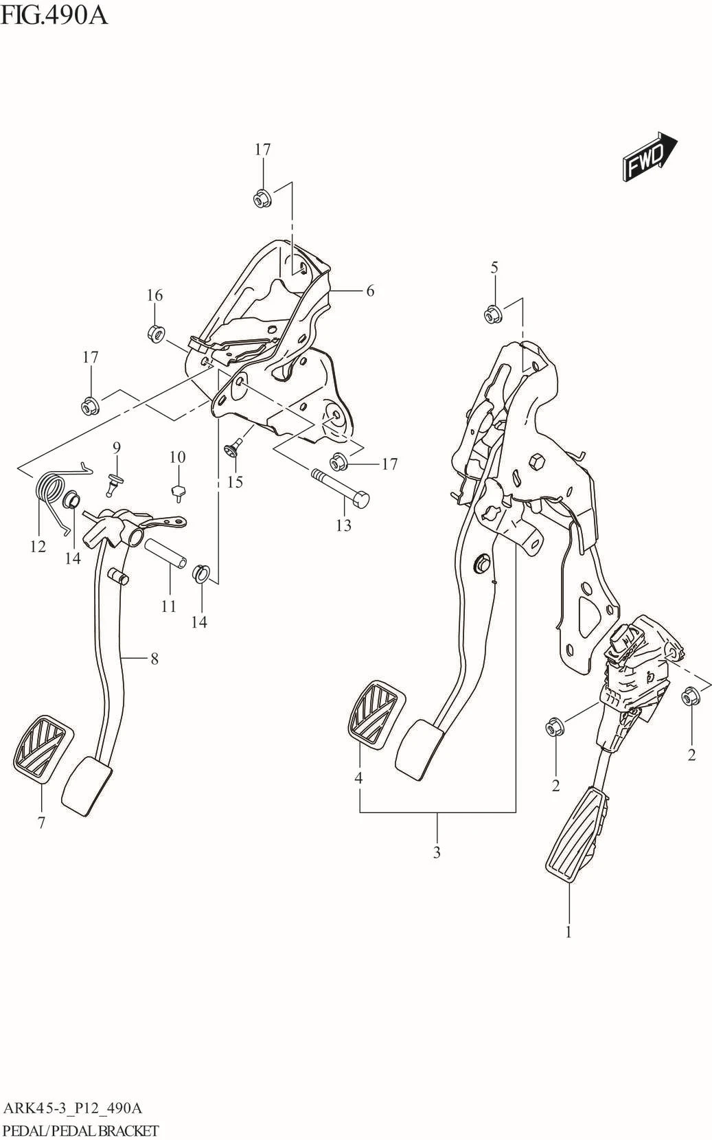 FIG. 490A PEDAL/PEDAL BRACKET (5MT)