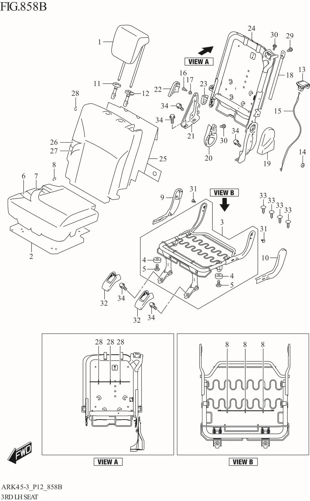 FIG. 858B 3RD LH SEAT (XL7)