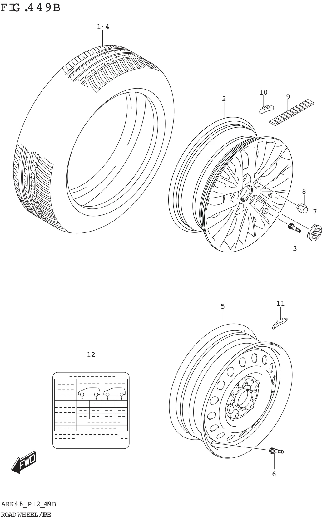 FIG. 449B ROAD WHEEL/TIRE (GL,GX)