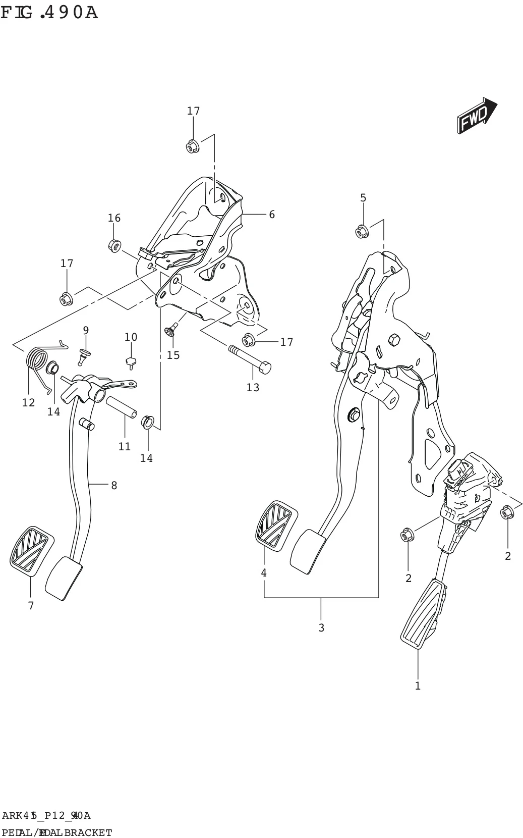 FIG. 490A PEDAL/PEDAL BRACKET (5MT)