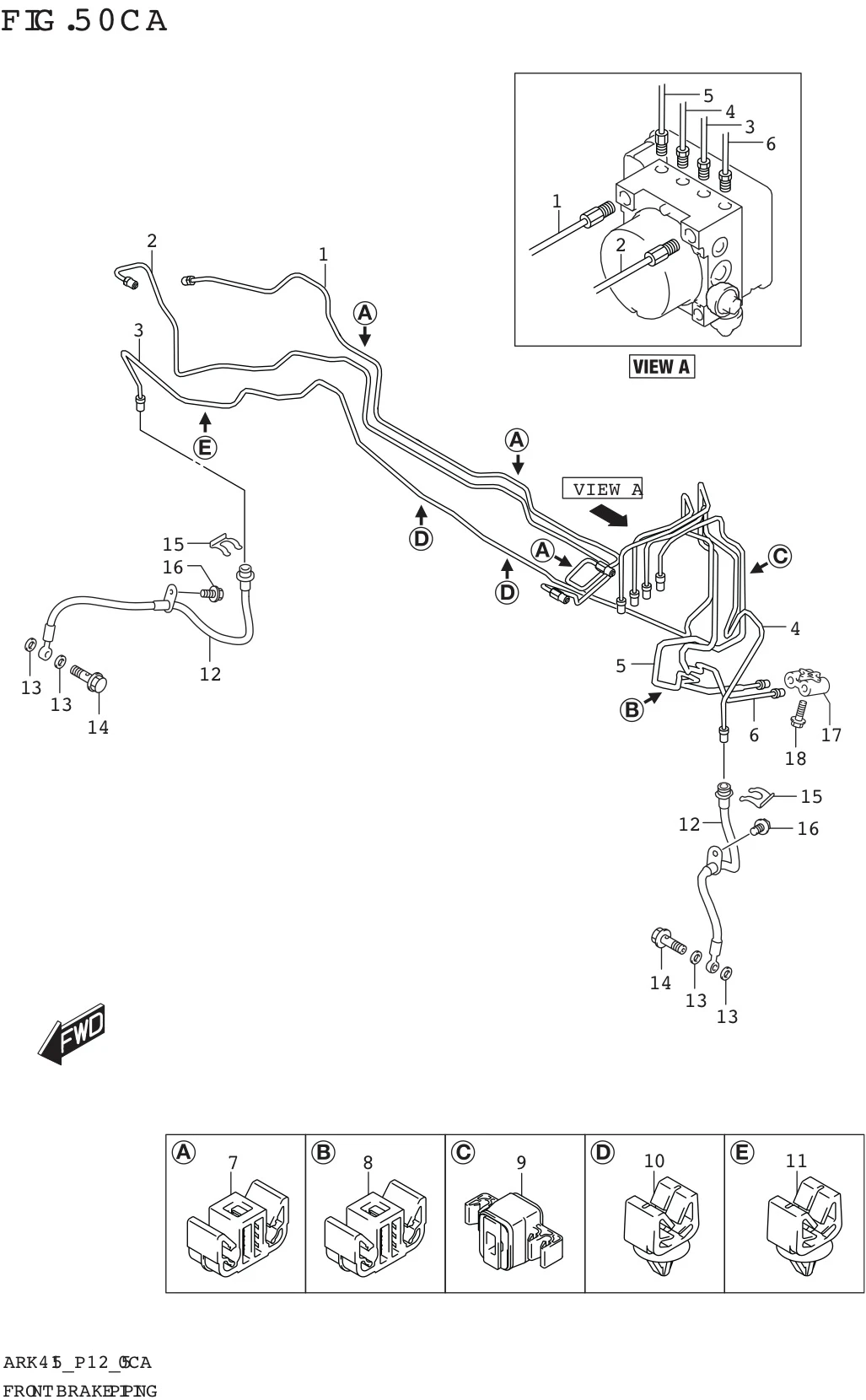 FIG. 50CA FRONT BRAKE PIPING (N/ESP)