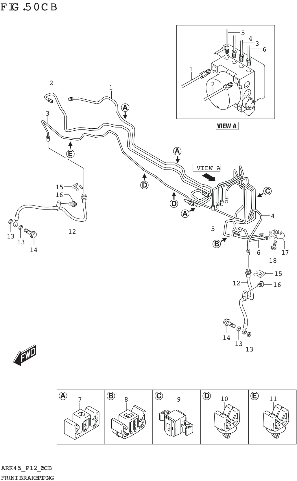 FIG. 50CB FRONT BRAKE PIPING (W/ESP)