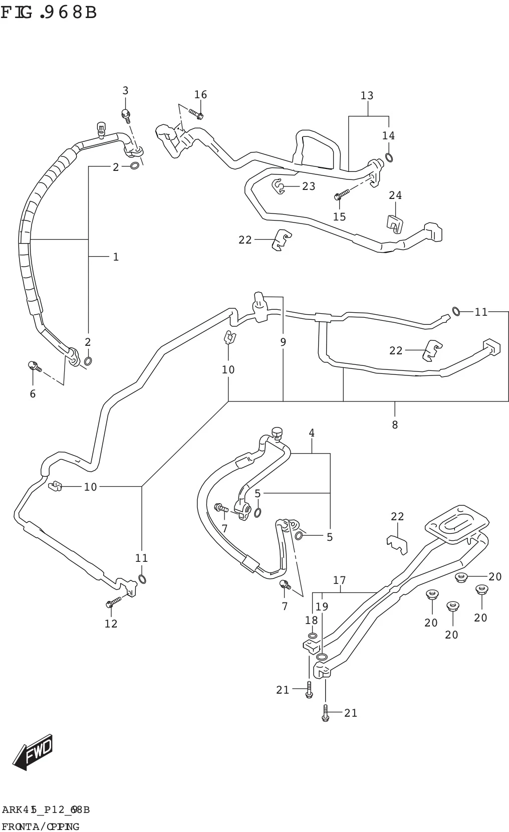 FIG. 968B FRONT A/C PIPING (GL,GX)