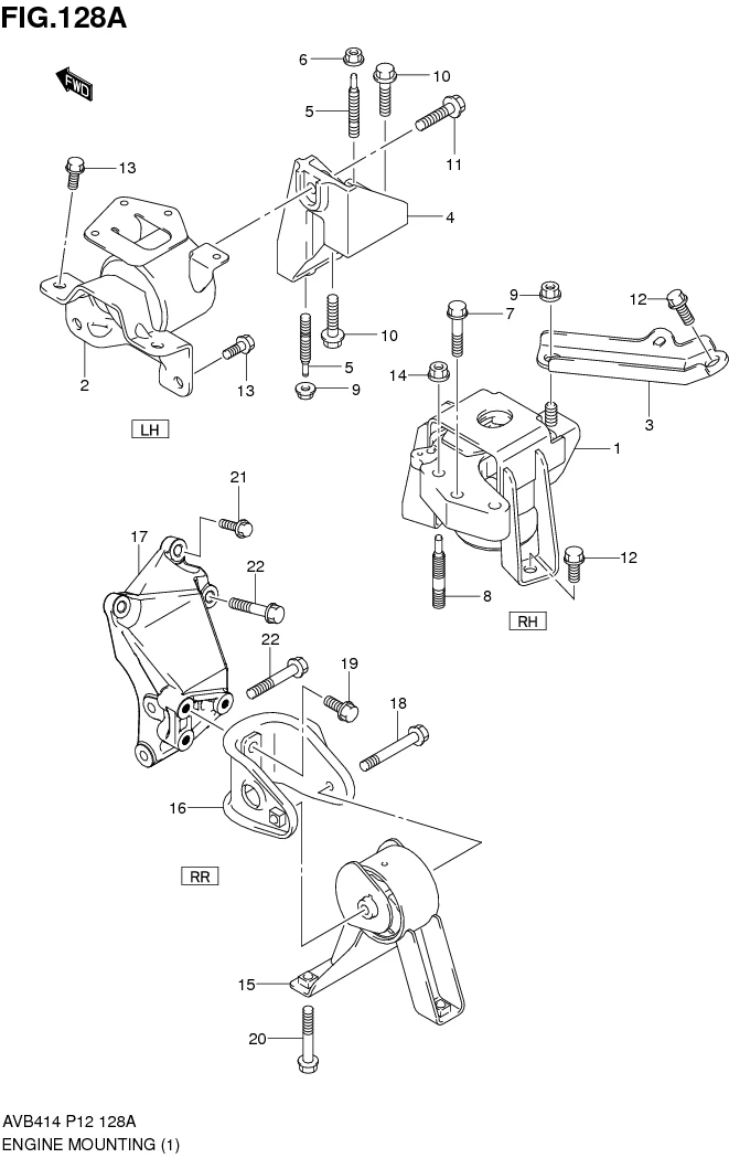 FIG.128A ENGINE MOUNTING (5MT)