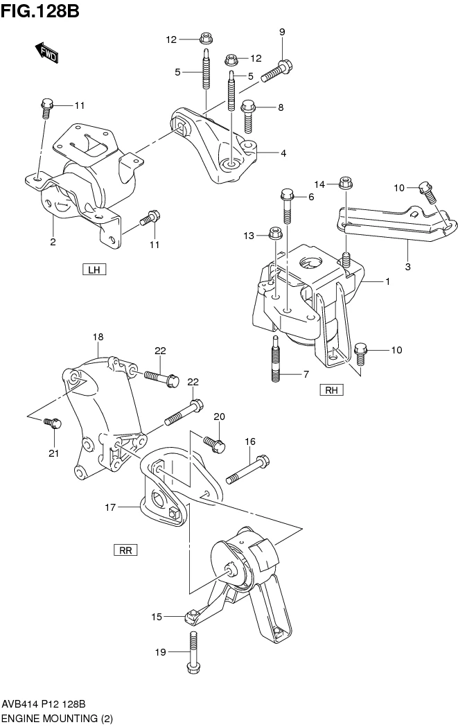 FIG.128B ENGINE MOUNTING (4AT)