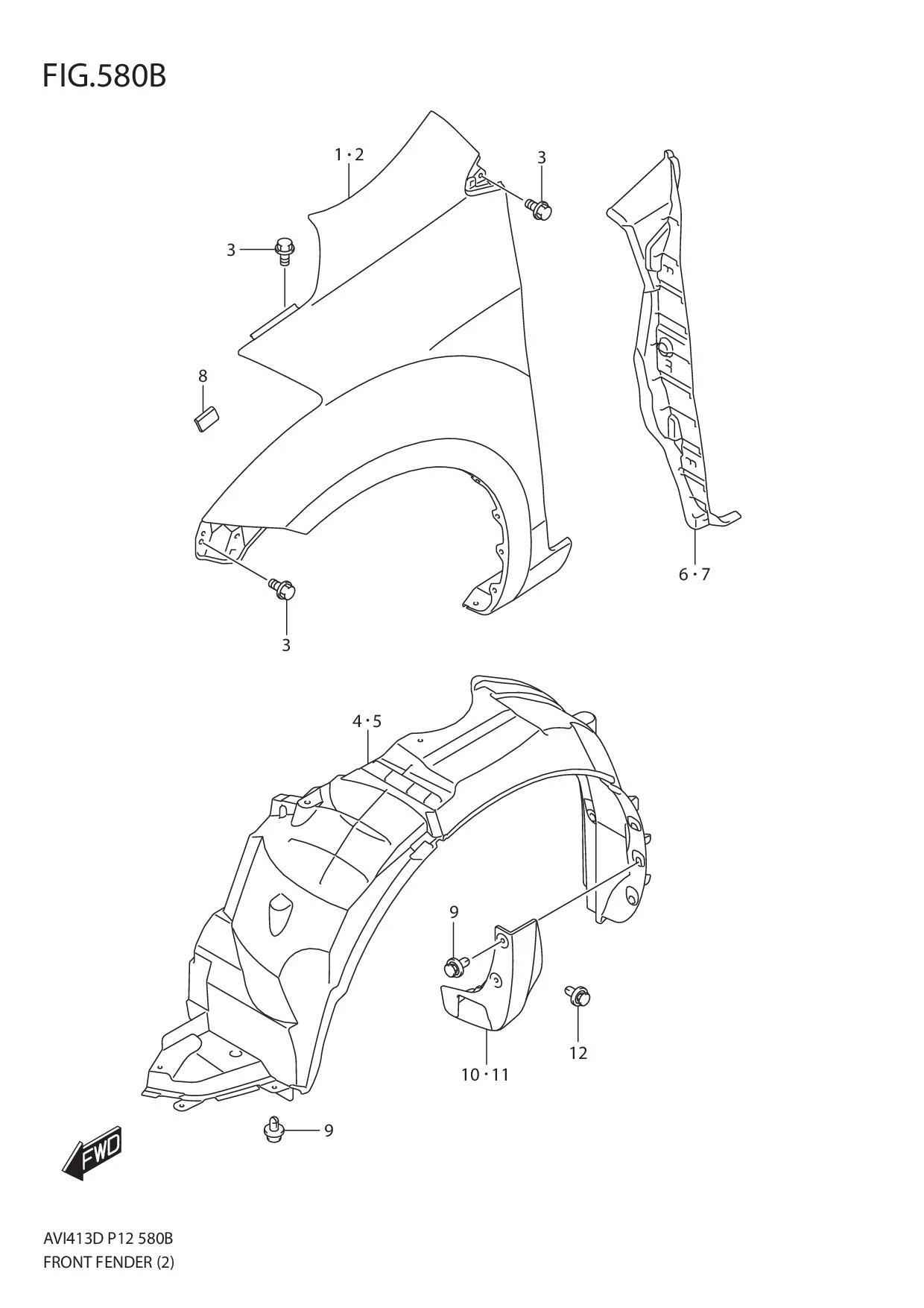 FIG.580B FRONT FENDER (GL,GLX)