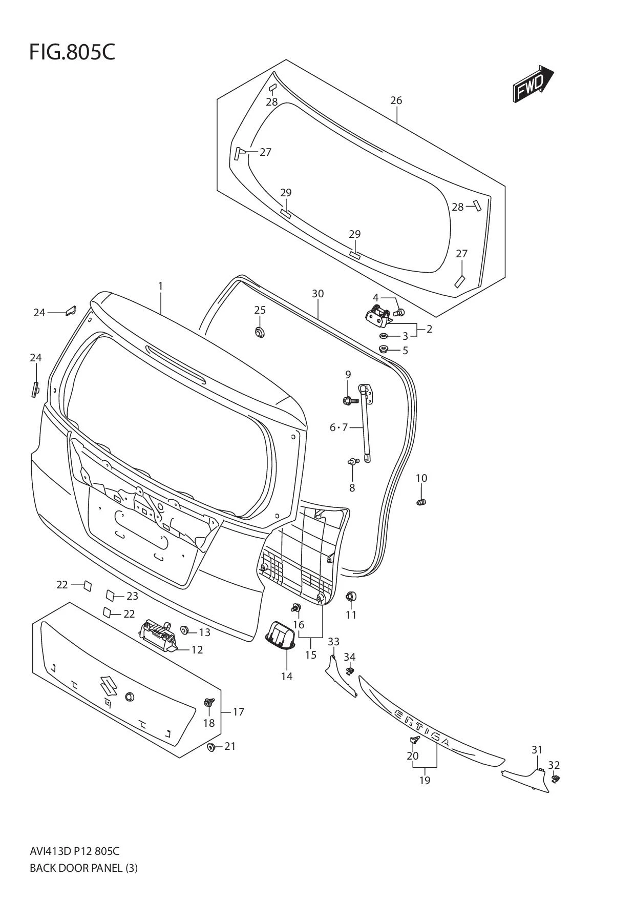 FIG.805C BACK DOOR PANEL (GLX)