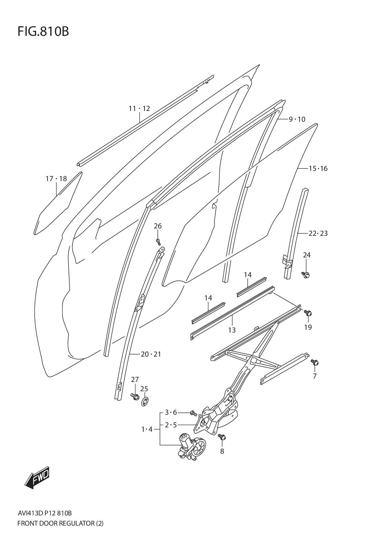 FIG.810B FRONT DOOR REGULATOR (GL,GLX)