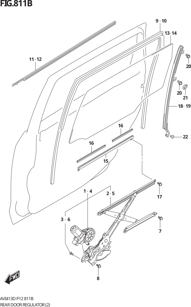 FIG.811B REAR DOOR REGULATOR (GL,GLX)