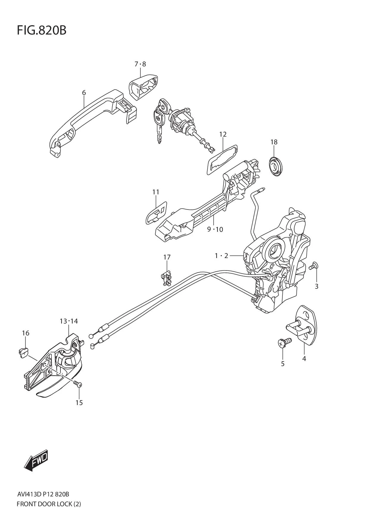 FIG.820B FRONT DOOR LOCK (GL,GLX)