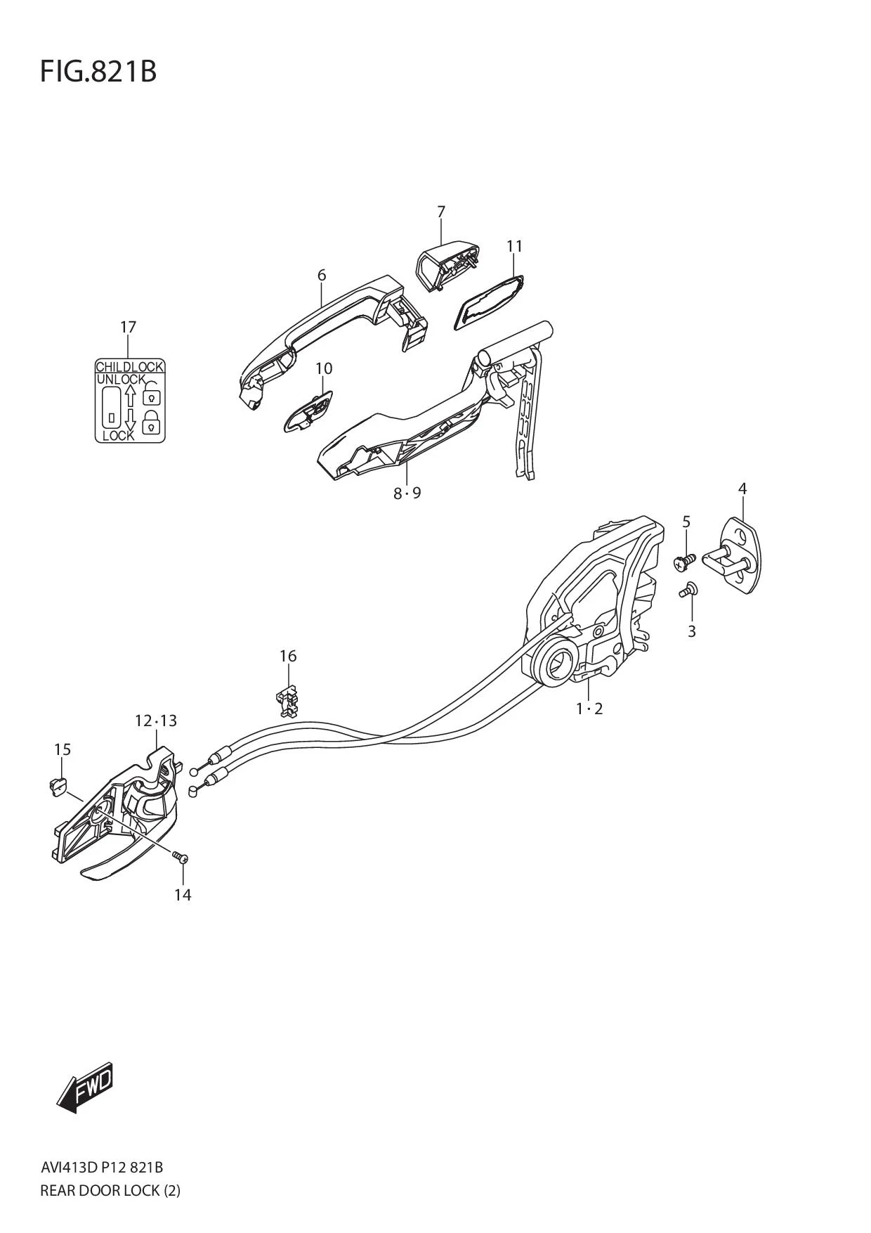 FIG.821B REAR DOOR LOCK (GL,GLX)