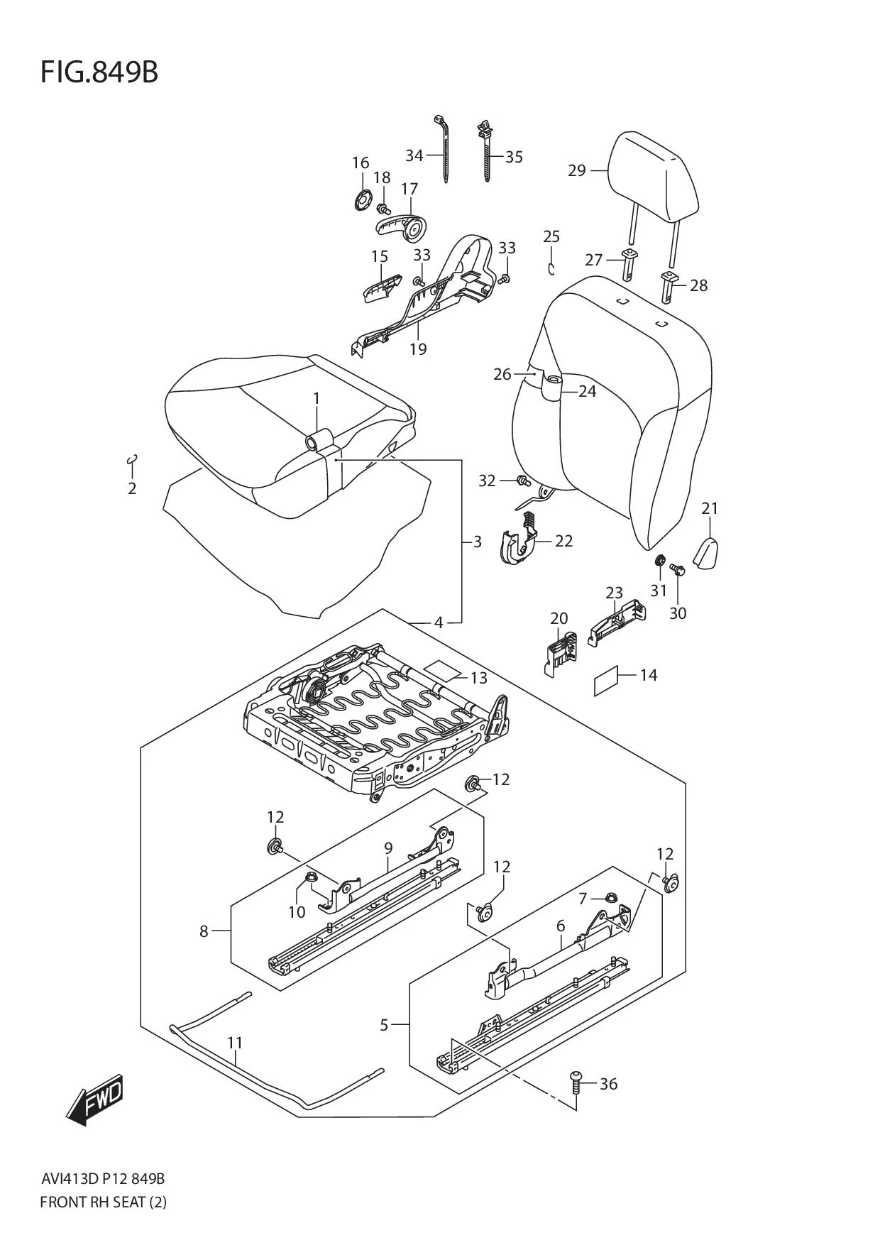 FIG.849B FRONT RH SEAT (GLX)