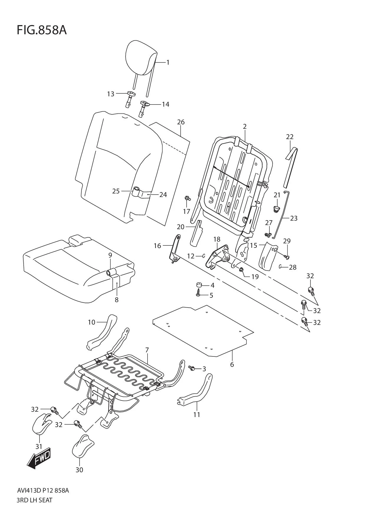 FIG.858A 3RD LH SEAT (GL,GLX)