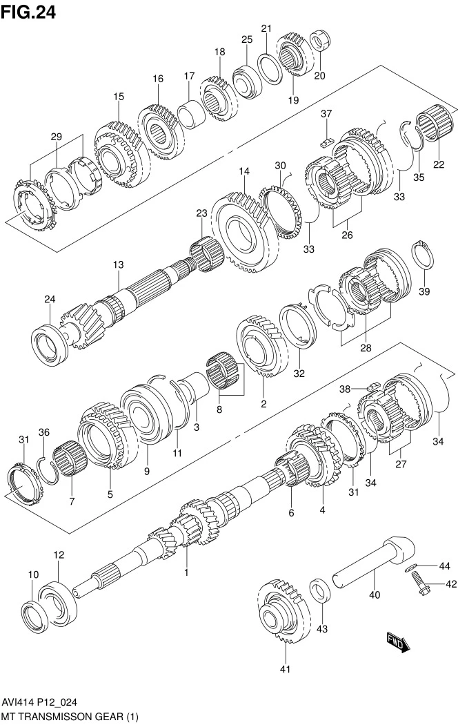 FIG.24 MT TRANSMISSION GEAR (TYPE 1:MT)