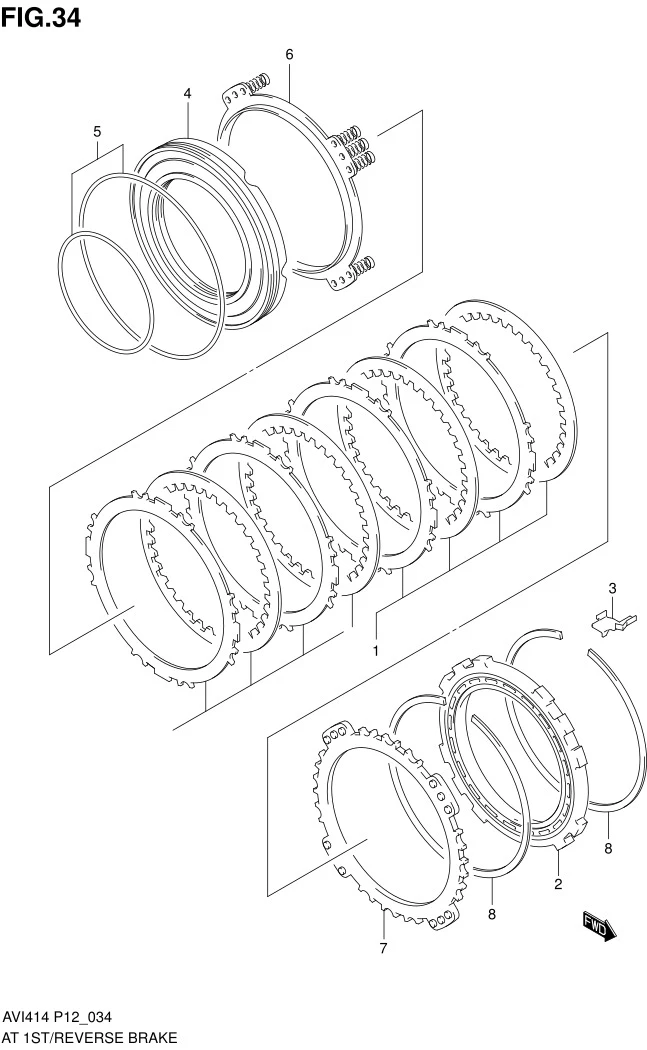 FIG.34 AT 1ST/REVERSE BRAKE (AT)