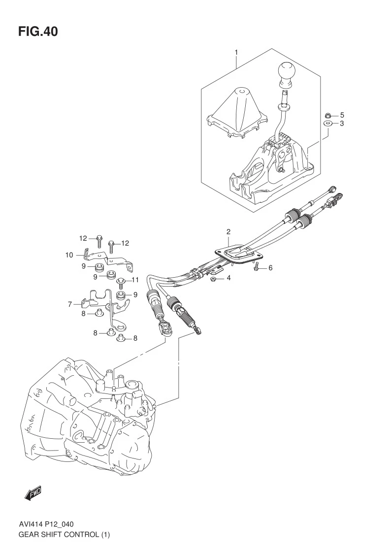 FIG.40 GEAR SHIFT CONTROL (MT)