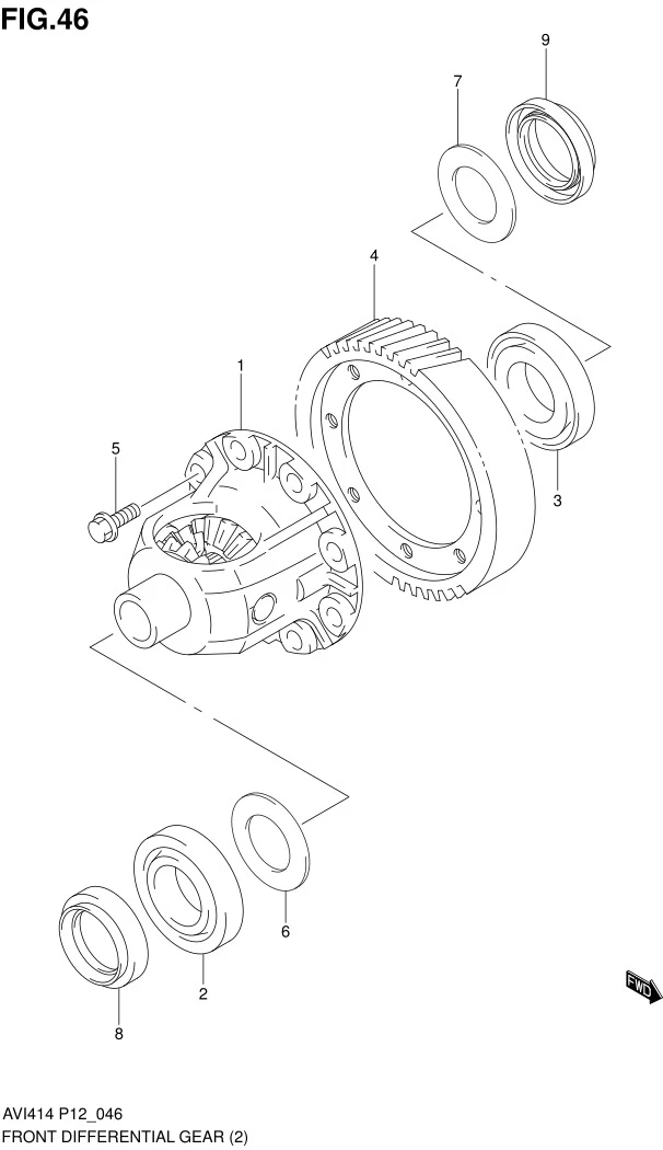 FIG.46 FRONT DIFFERENTIAL GEAR (AT)