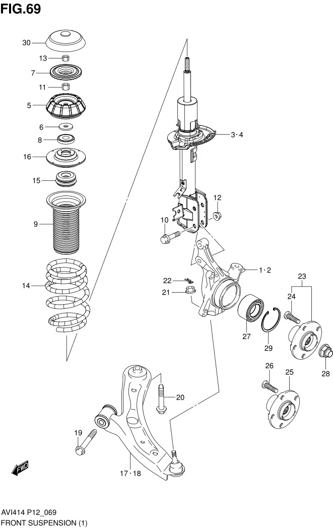 FIG.69 FRONT SUSPENSION (TYPE 1)