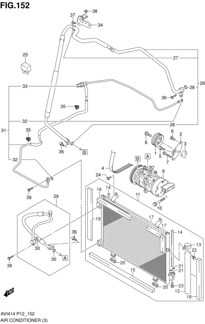 FIG.152 AIR CONDITIONER (TYPE 2,TYPE 3:N/REAR AIR CONDITIONER)