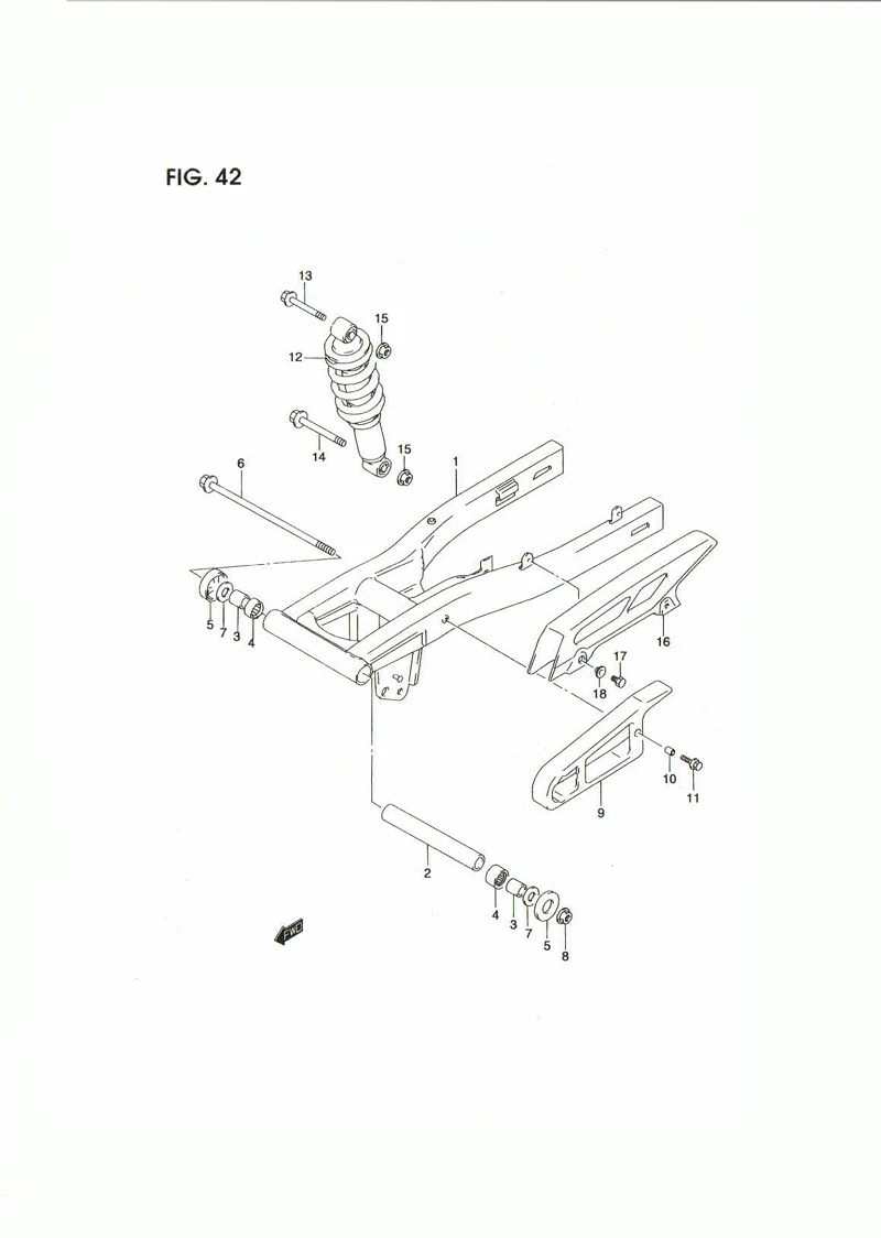FIG. 42 REAR SWINGING ARM
