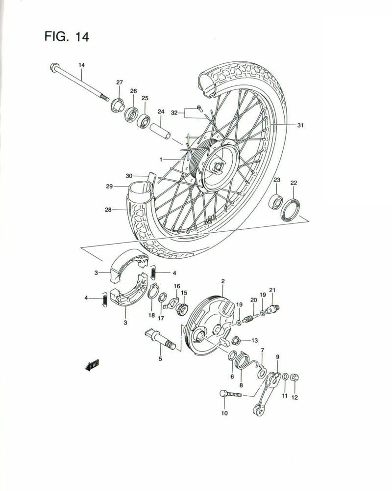 FIG. 14 FRONT WHEEL DRUM (FD110XCD/XCDF)