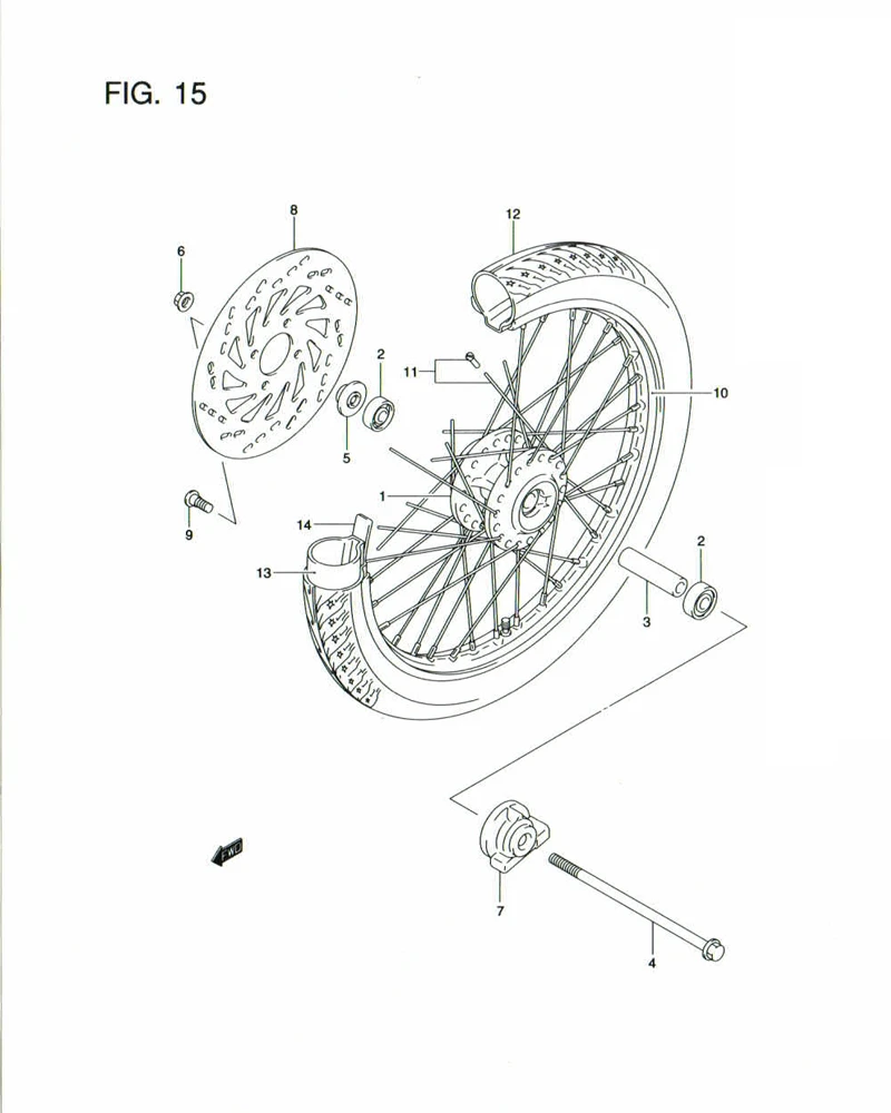 FIG. 15 FRONT WHEEL DISC BRAKE