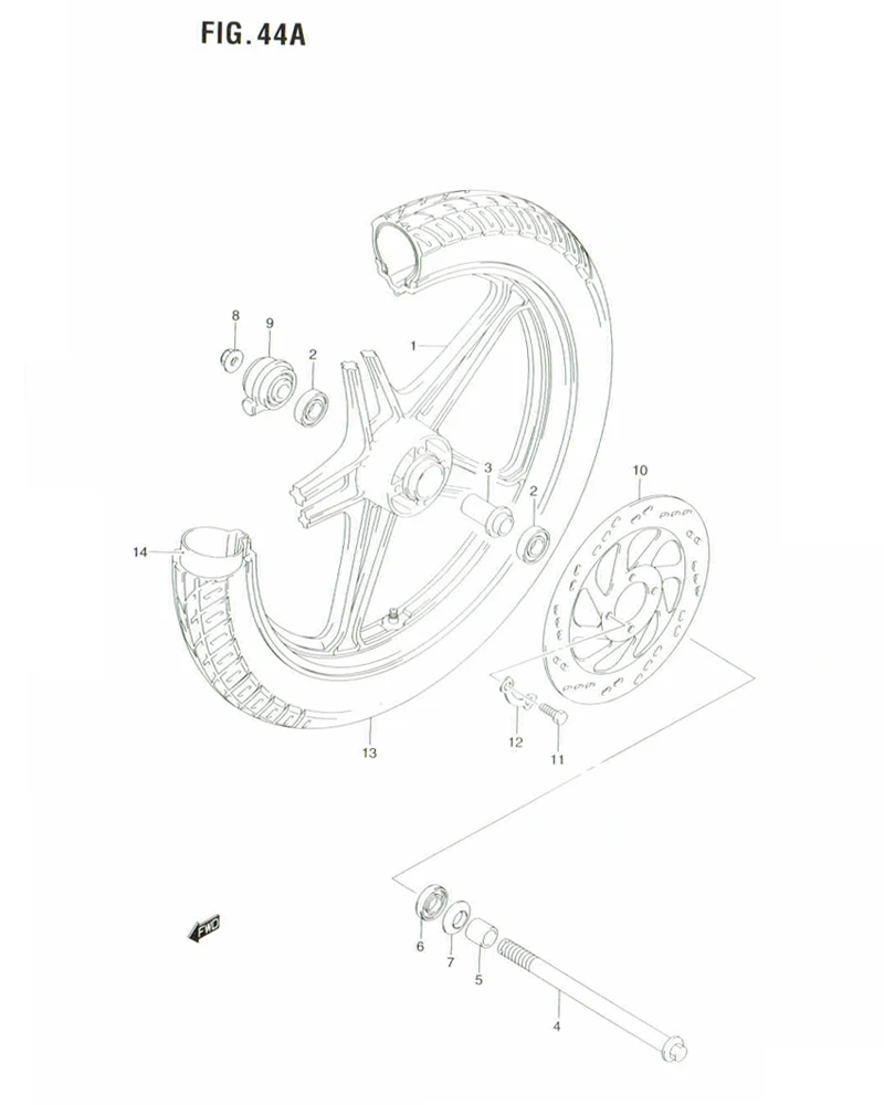 FIG. 44A FRONT WHEEL (EN125-2AK7)