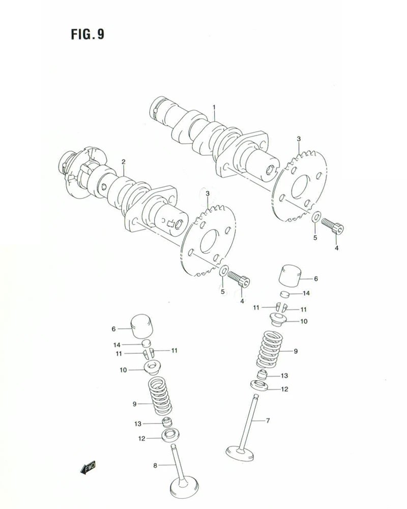 FIG. 9 CAM SHAFT/VALVE