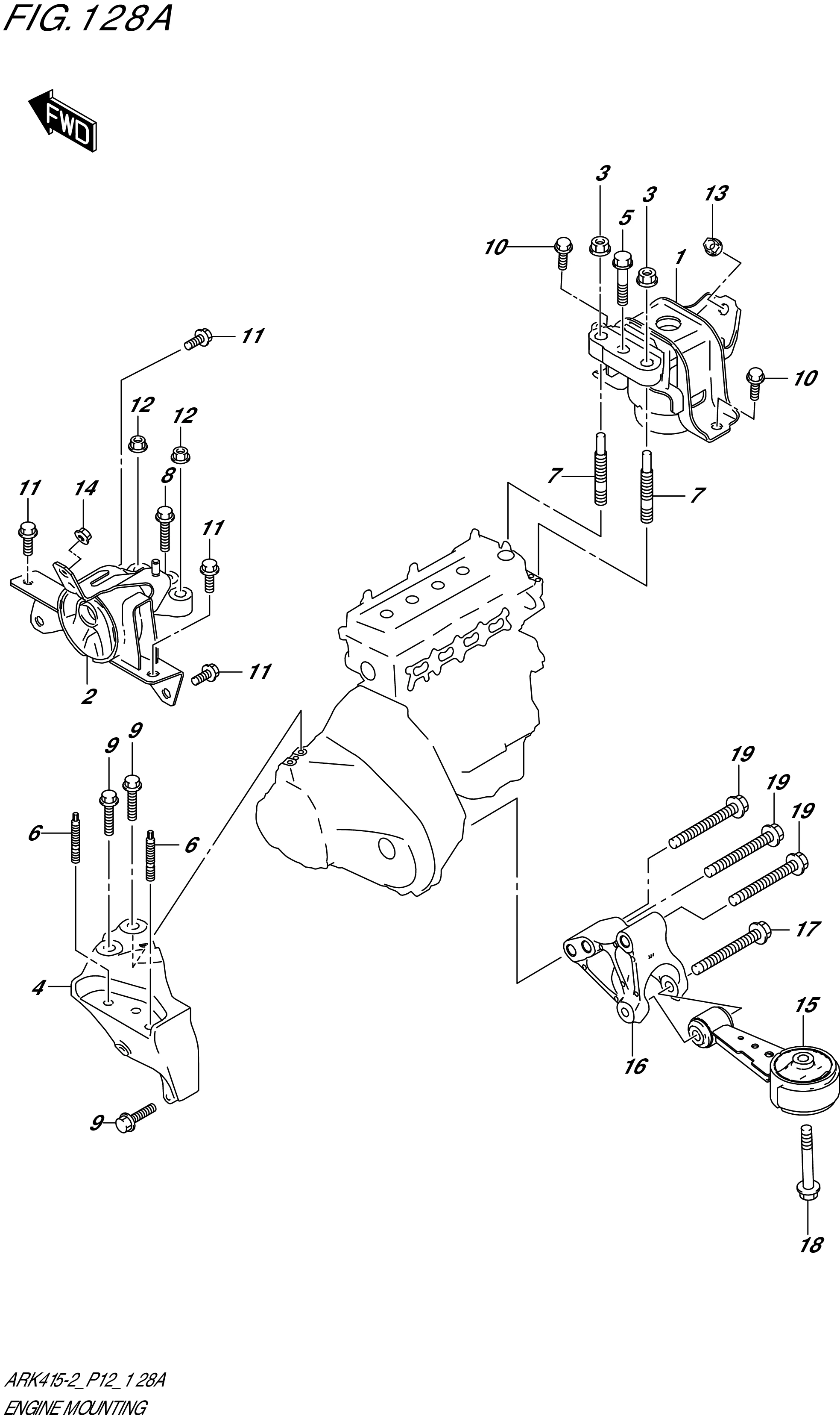 FIG. 128A- ENGINE MOUNTING (5MT)