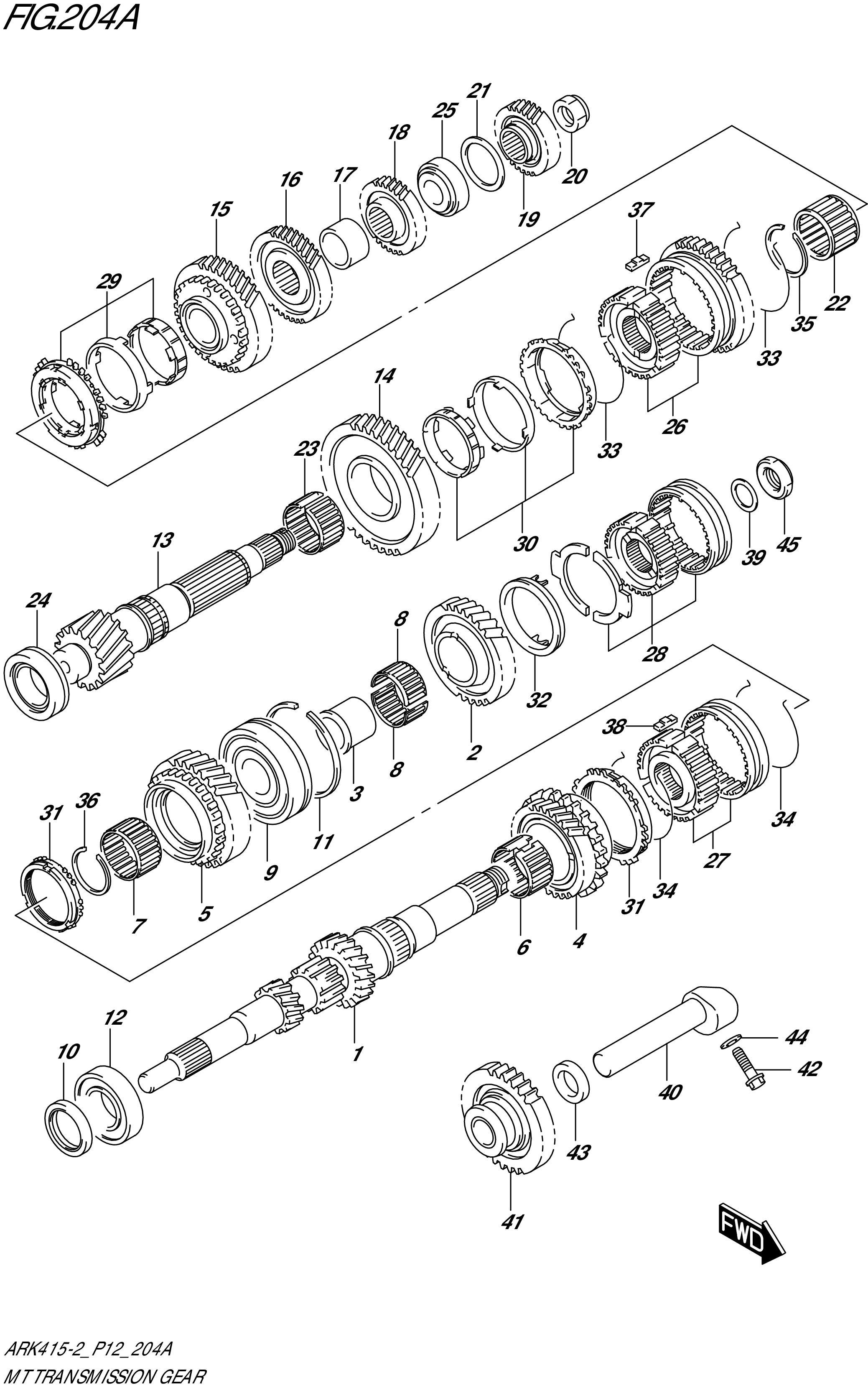 FIG. 204A- MT TRANSMISSION GEAR (5MT)